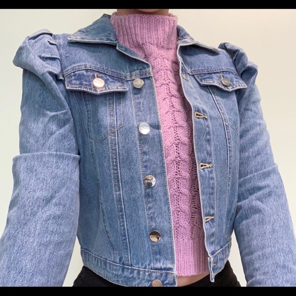 Brand new never wore ASOS puff sleeve denim jacket